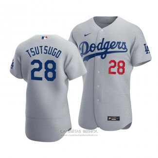 Camiseta Beisbol Hombre Los Angeles Dodgers Yoshitomo Tsutsugo Autentico Alterno Gris