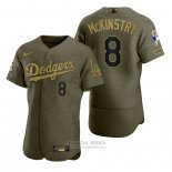 Camiseta Beisbol Hombre Los Angeles Dodgers Zach Mckinstry Camuflaje Digital Verde 2021 Salute To Service