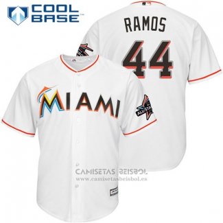 Camiseta Beisbol Hombre Miami Marlins 44 A.j. Ramos Blanco 2017 Cool Base