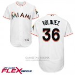 Camiseta Beisbol Hombre Miami Marlins Edinson Volquez Blanco Primera Flex Base