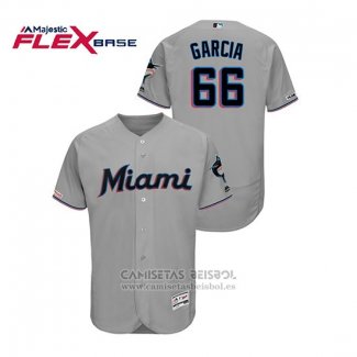 Camiseta Beisbol Hombre Miami Marlins Jarlin Garcia 150th Aniversario Patch 2019 Flex Base Gris