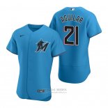 Camiseta Beisbol Hombre Miami Marlins Jesus Aguilar Autentico Alterno Azul
