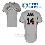 Camiseta Beisbol Hombre Miami Marlins Martin Prado 14 Gris Cool Base
