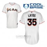 Camiseta Beisbol Hombre Miami Marlins Mat Latos 35 Blanco Primera Cool Base