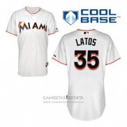 Camiseta Beisbol Hombre Miami Marlins Mat Latos 35 Blanco Primera Cool Base