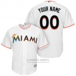 Camiseta Beisbol Hombre Miami Marlins Personalizada Blanco