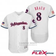 Camiseta Beisbol Hombre Milwaukee Brewers 2017 Estrellas y Rayas Ryan Braun Blanco Flex Base