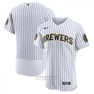 Camiseta Beisbol Hombre Milwaukee Brewers Alterno Autentico Blanco