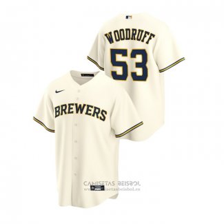 Camiseta Beisbol Hombre Milwaukee Brewers Brandon Woodruff Replica Primera Crema