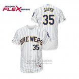 Camiseta Beisbol Hombre Milwaukee Brewers Brent Suter Autentico Flex Base Blanco Azul