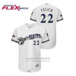 Camiseta Beisbol Hombre Milwaukee Brewers Christian Yelich 2019 Postemporada Flex Base Blanco