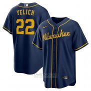 Camiseta Beisbol Hombre Milwaukee Brewers Christian Yelich Alterno Replica Azul