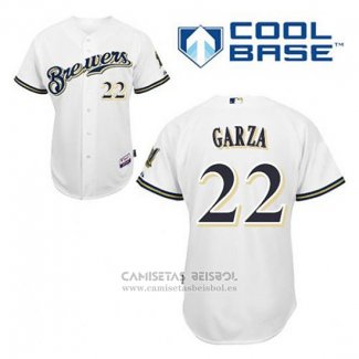 Camiseta Beisbol Hombre Milwaukee Brewers Matt Garza 22 Blanco Primera Cool Base