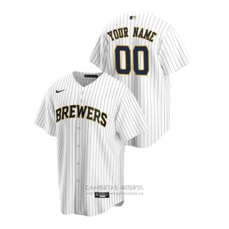 Camiseta Beisbol Hombre Milwaukee Brewers Personalizada Replica Alterno Blanco