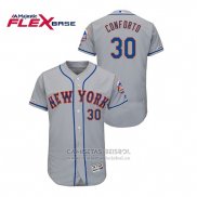 Camiseta Beisbol Hombre New York Mets Michael Conforto 150th Aniversario Patch Autentico Flex Base Gris