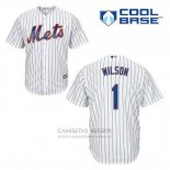Camiseta Beisbol Hombre New York Mets Mookie Wilson 1 Blanco Primera Cool Base