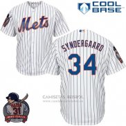 Camiseta Beisbol Hombre New York Mets Noah Syndergaard 34 Blanco Primera Cool Base