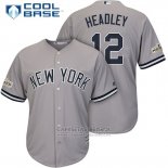Camiseta Beisbol Hombre New York Yankees 2017 Postemporada Chase Headley Gris Cool Base