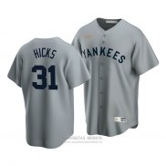 Camiseta Beisbol Hombre New York Yankees Aaron Hicks Cooperstown Collection Road Gris