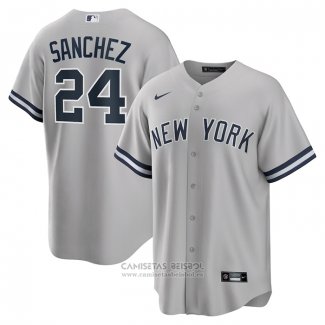 Camiseta Beisbol Hombre New York Yankees Gary Sanchez Road Replica Gris