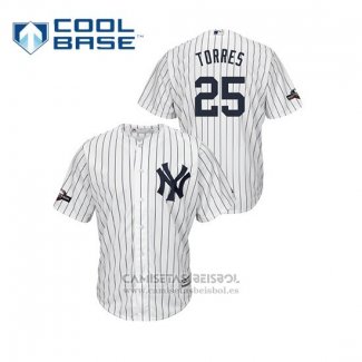 Camiseta Beisbol Hombre New York Yankees Gleyber Torres 2019 Postemporada Cool Base Blanco