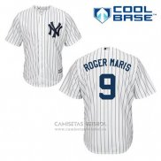 Camiseta Beisbol Hombre New York Yankees Roger Maris 9 Blanco Primera Cool Base