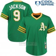 Camiseta Beisbol Hombre Oakland Athletics 9 Reggie Jackson Verde Alterno Cooperstown Collection Jugador Cool Base