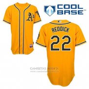 Camiseta Beisbol Hombre Oakland Athletics Josh Reddick 22 Oro Alterno Cool Base