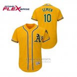 Camiseta Beisbol Hombre Oakland Athletics Marcus Semien 150th Aniversario Patch Autentico Flex Base Oro