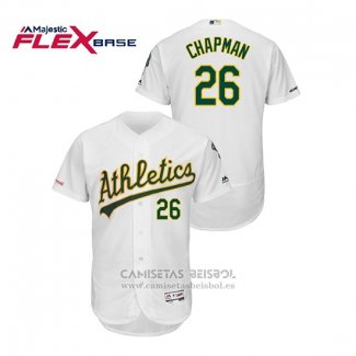 Camiseta Beisbol Hombre Oakland Athletics Matt Chapman 150th Aniversario Patch Autentico Flex Base Blanco