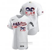 Camiseta Beisbol Hombre Oakland Athletics Matt Chapman 2020 Stars & Stripes 4th of July Blanco