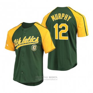 Camiseta Beisbol Hombre Oakland Athletics Sean Murphy Replica Button Down Raglan Verde