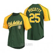 Camiseta Beisbol Hombre Oakland Athletics Stephen Piscotty Replica Button Down Raglan Verde