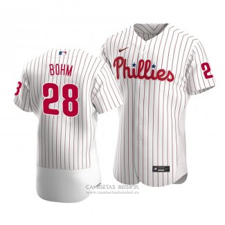 Camiseta Beisbol Hombre Philadelphia Phillies Alec Bohm Autentico Primera Blanco