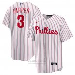 Camiseta Beisbol Hombre Philadelphia Phillies Bryce Harper Primera Replica Blanco Rojo