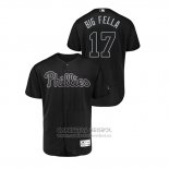 Camiseta Beisbol Hombre Philadelphia Phillies Rhys Hoskins 2019 Players Weekend Autentico Negro
