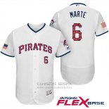 Camiseta Beisbol Hombre Pittsburgh Pirates 2017 Estrellas y Rayas Starling Marte Blanco Flex Base