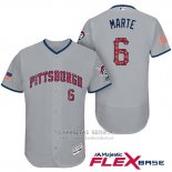 Camiseta Beisbol Hombre Pittsburgh Pirates 2017 Estrellas y Rayas Starling Marte Gris Flex Base