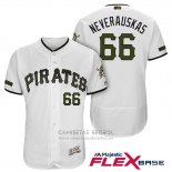 Camiseta Beisbol Hombre Pittsburgh Pirates Dovydas Neverauskas Blanco 2018 Primera Alterno Flex Base