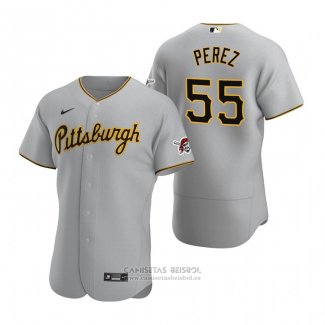 Camiseta Beisbol Hombre Pittsburgh Pirates Roberto Perez Autentico Road Gris