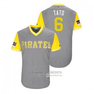 Camiseta Beisbol Hombre Pittsburgh Pirates Starling Marte 2018 LLWS Players Weekend Tato Gris