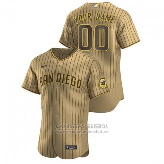 Camiseta Beisbol Hombre San Diego Padres Personalizada Autentico Alterno Bronceado Marron