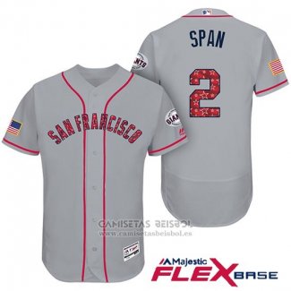 Camiseta Beisbol Hombre San Francisco Giants 2017 Estrellas y Rayas Denard Span Gris Flex Base