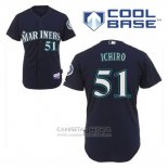 Camiseta Beisbol Hombre Seattle Mariners Ichiro Suzuki 51 Azul Alterno Cool Base