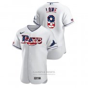 Camiseta Beisbol Hombre Tampa Bay Rays Brandon Lowe 2020 Stars & Stripes 4th of July Blanco