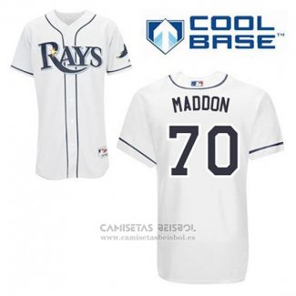 Camiseta Beisbol Hombre Tampa Bay Rays Joe Maddon 70 Blanco Primera Cool Base