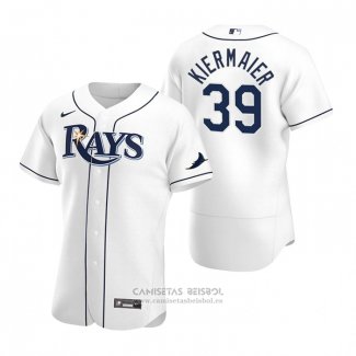 Camiseta Beisbol Hombre Tampa Bay Rays Kevin Kiermaier Autentico Primera Blanco