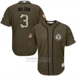 Camiseta Beisbol Hombre Texas Rangers 3 Russell Wilson Verde Salute To Service