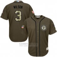 Camiseta Beisbol Hombre Texas Rangers 3 Russell Wilson Verde Salute To Service