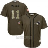 Camiseta Beisbol Hombre Toronto Blue Jays 11 Kevin Pillar Verde Salute To Service